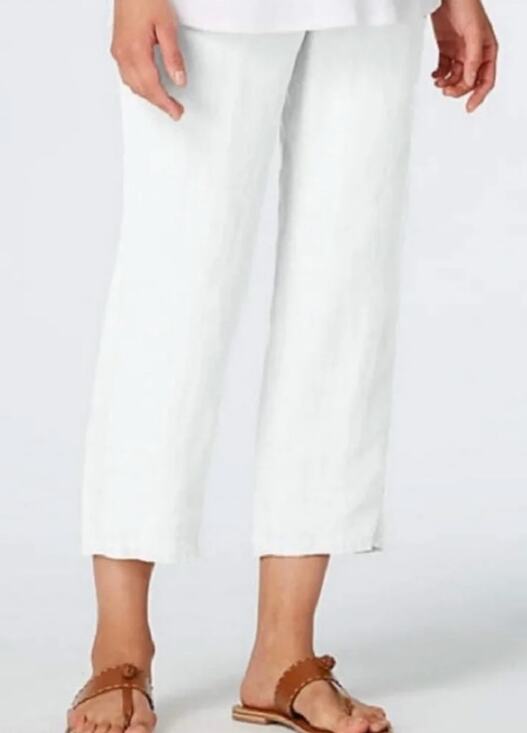 J. Jill Pants - J. Jill Easy Pure Linen Wide Leg Crop Pants White Size Petite MP